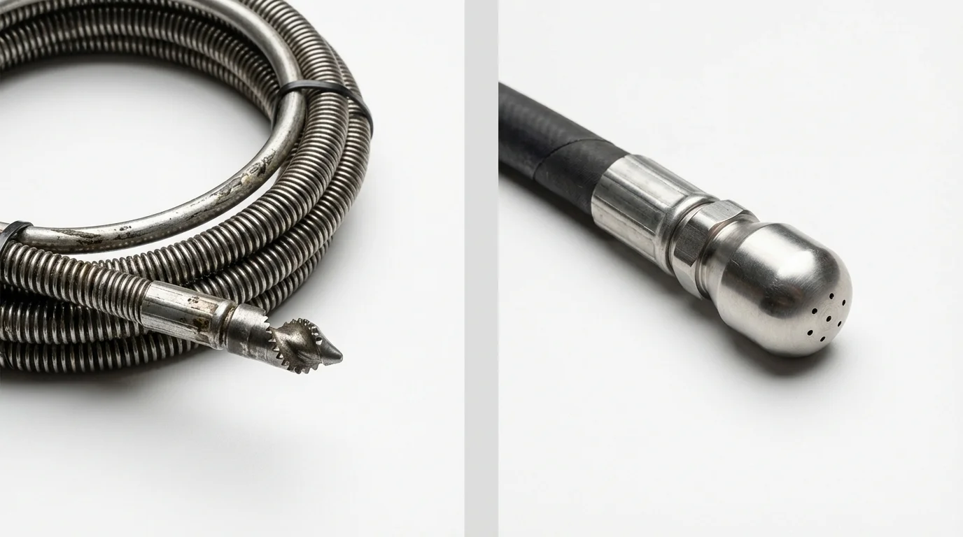 Drain snake cable and hydro jetting nozzle used for drain cleaning in Loretto, PA