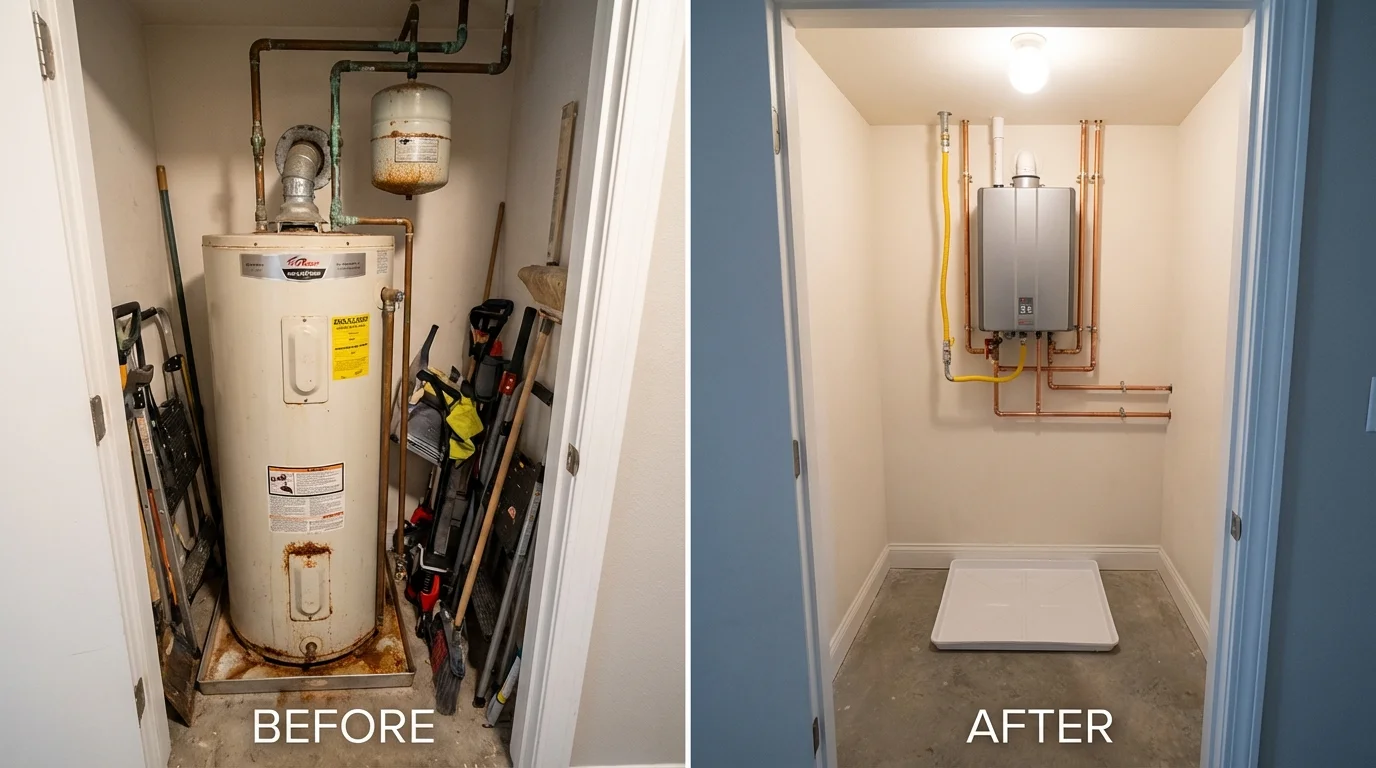 Tank water heater versus wall-mounted tankless unit comparison for Loretto, PA homeowners